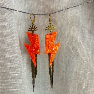 Orange Lightning Bolt Earrings